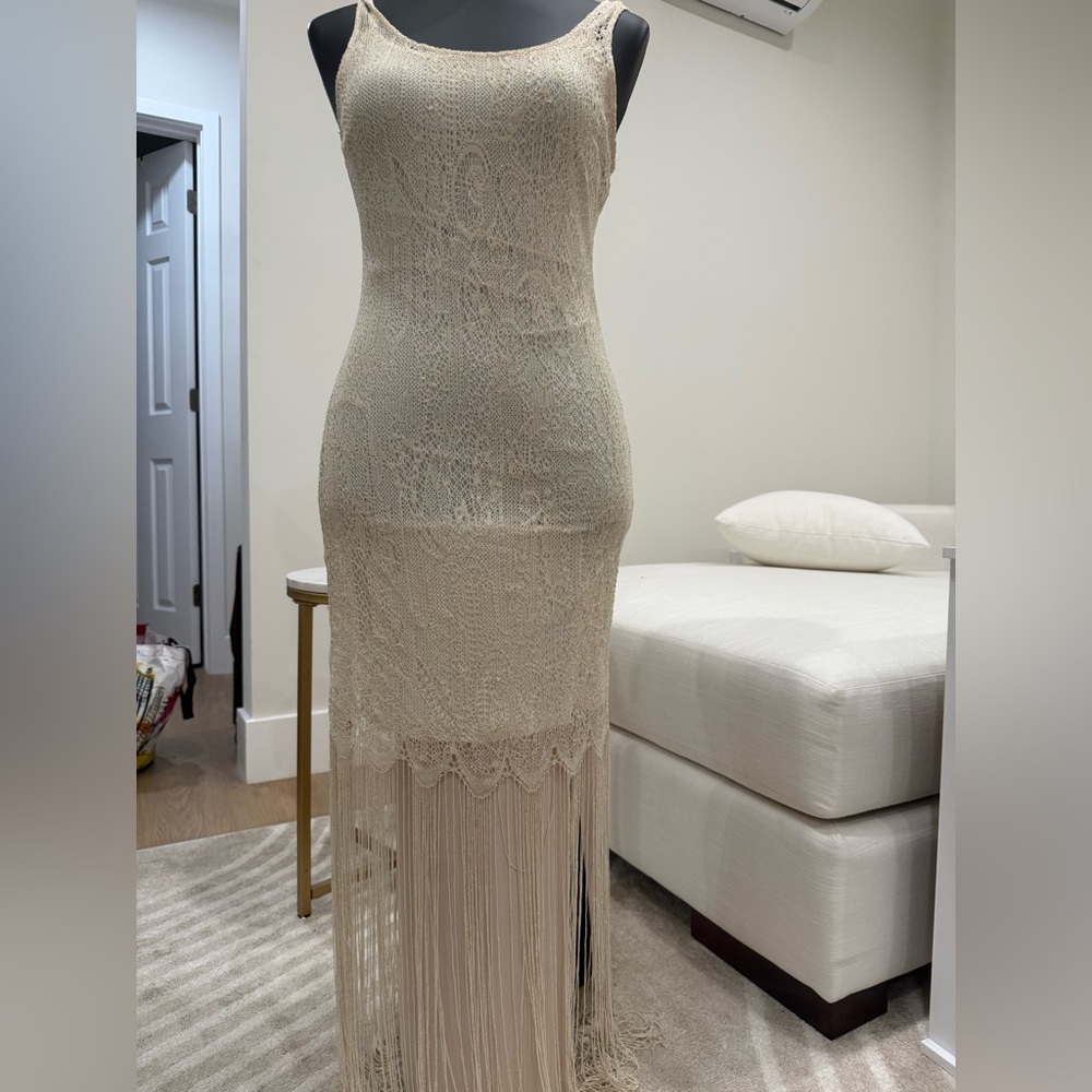 Alice + Olivia Tan Gold Sheath Maxi Dress